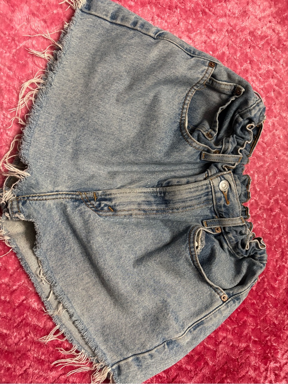 High-Waist Light Wash Denim Shorts